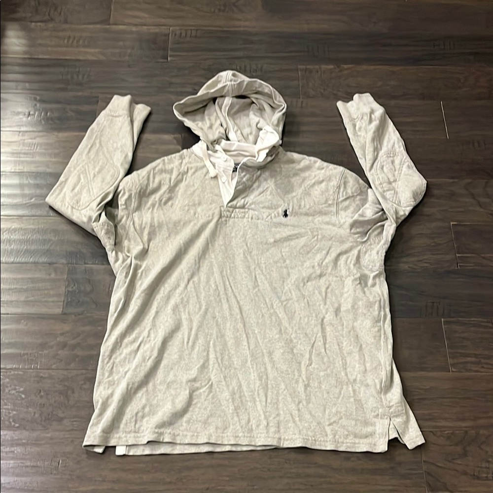 Polo Ralph Lauren Rugby Hoodie Shirt grey Mens Size XL